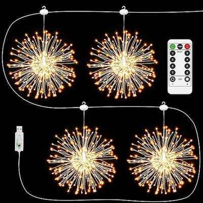 Feuerwerk-Lichterkette 480 LEDs Licht Außen wasserdicht USB betrieben Fernbedienung Garten Urlaub Hochzeit Party Heimdekoration
