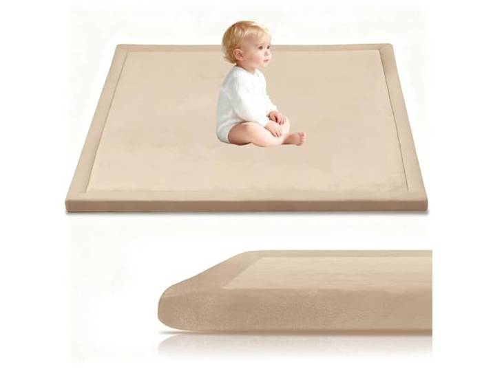 Stqyeiw Krabbelmatte Baby 200 x 400 cm Hellbraun 3cm Dicke Schaumstoff Spielmatte, Teppich Kinderzimmer, Krabbeldecke Baby Kinderteppich mit Rutschfester Unterseite spielteppich Kinder Krabbelteppich