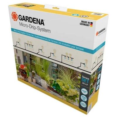 GARDENA Micro-Drip System 13400-20 Bewässerungs-Komplettset 13 mm (1/2') Ø Tropfbewässerung Terrasse (30 Pflanzen)