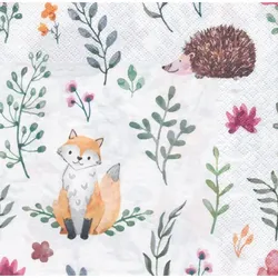 Papierservietten "Fuchs/Igel", 33 x 33 cm, 20 Stück