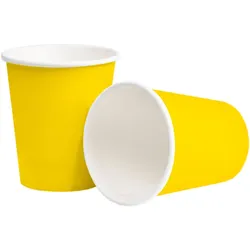 10 Pappbecher sonnengelb gelb mit Bio-Beschichtung