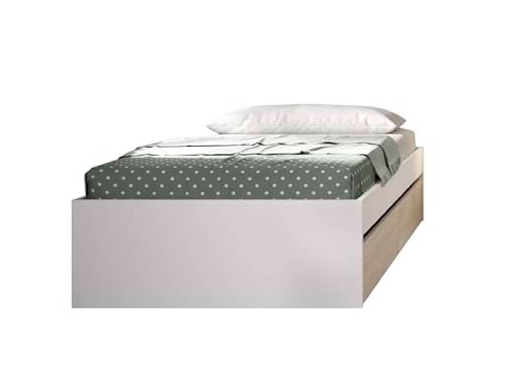 DEKIT GRUPO RIMOBEL Ausziehbett, Melamin, Weiß/Natur, 40,3 x 99,8 x 194,8 cm