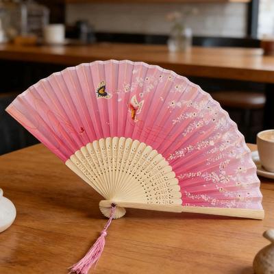 Lush Living Finds Vintage Silk Folding Hand Fan Elegant Bamboo Folding Fan For Dance, Decor & Gifts style 2