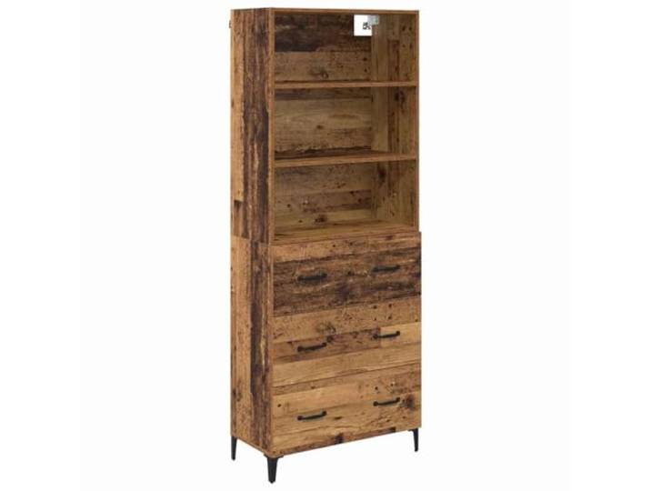 Kaorsrow Highboard 2-teilig Altholz-Optik Holzwerkstoff 69,5x34x180 cm Elegantes Highboard fürs Wohnzimmer und Esszimmer mit verstellbaren Einlegeböden, 3 Schubladen und stabilen Eisenbeinen.