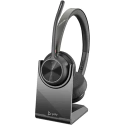 HP Poly Voyager 4320 + BT700 USB-A Adapter + Ladestation (Kabellos, USB-A, Zoom), Office Headset, Schwarz