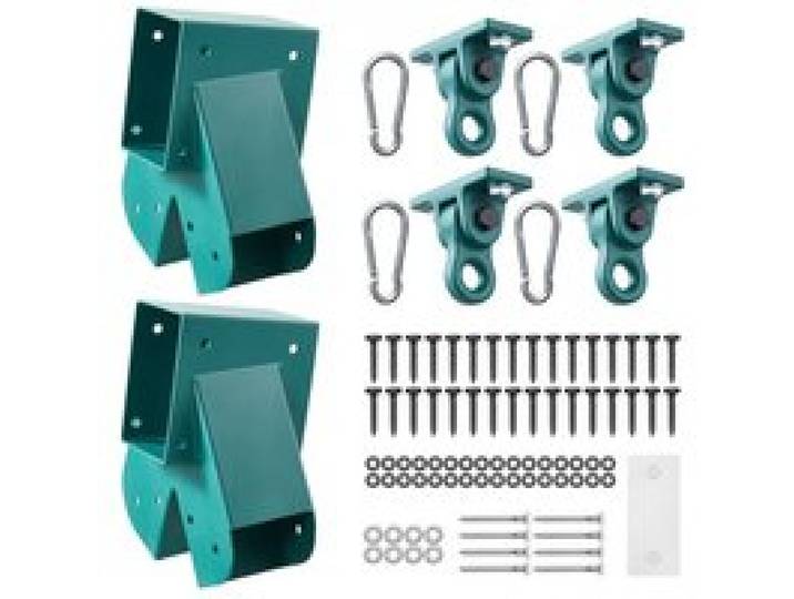 VEVOR Support de Balançoire, Kit de Fixation Balançoire avec 2 Supports en A, 4 Crochets de Suspension et Quincaillerie Incluse, Accessoires de Montage pour Jardin, Aire de Jeux, Cour et Parc, Vert
