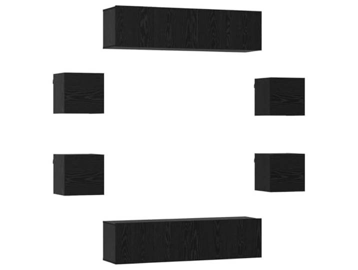 GHVBNMF 8-Teiliges TV-Schrank-Set Wandmontage Lowboard Schwarze Eiche Modulares 8-teiliges Hängeboard-System für Wohnzimmer & Schlafzimmer: Schafft bodenfreien Stauraum mit Scharniertüren.
