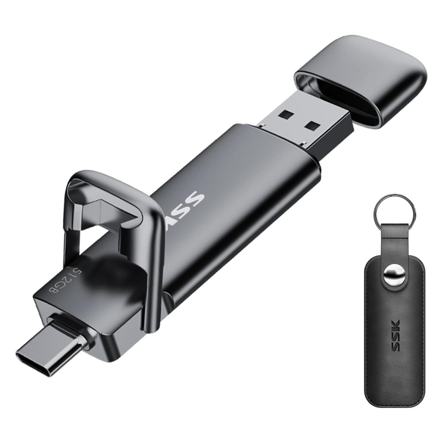 SSK USB-A / USB-C Portable SSD Flash Drive 512GB (0.51 TB) (SD301-512)