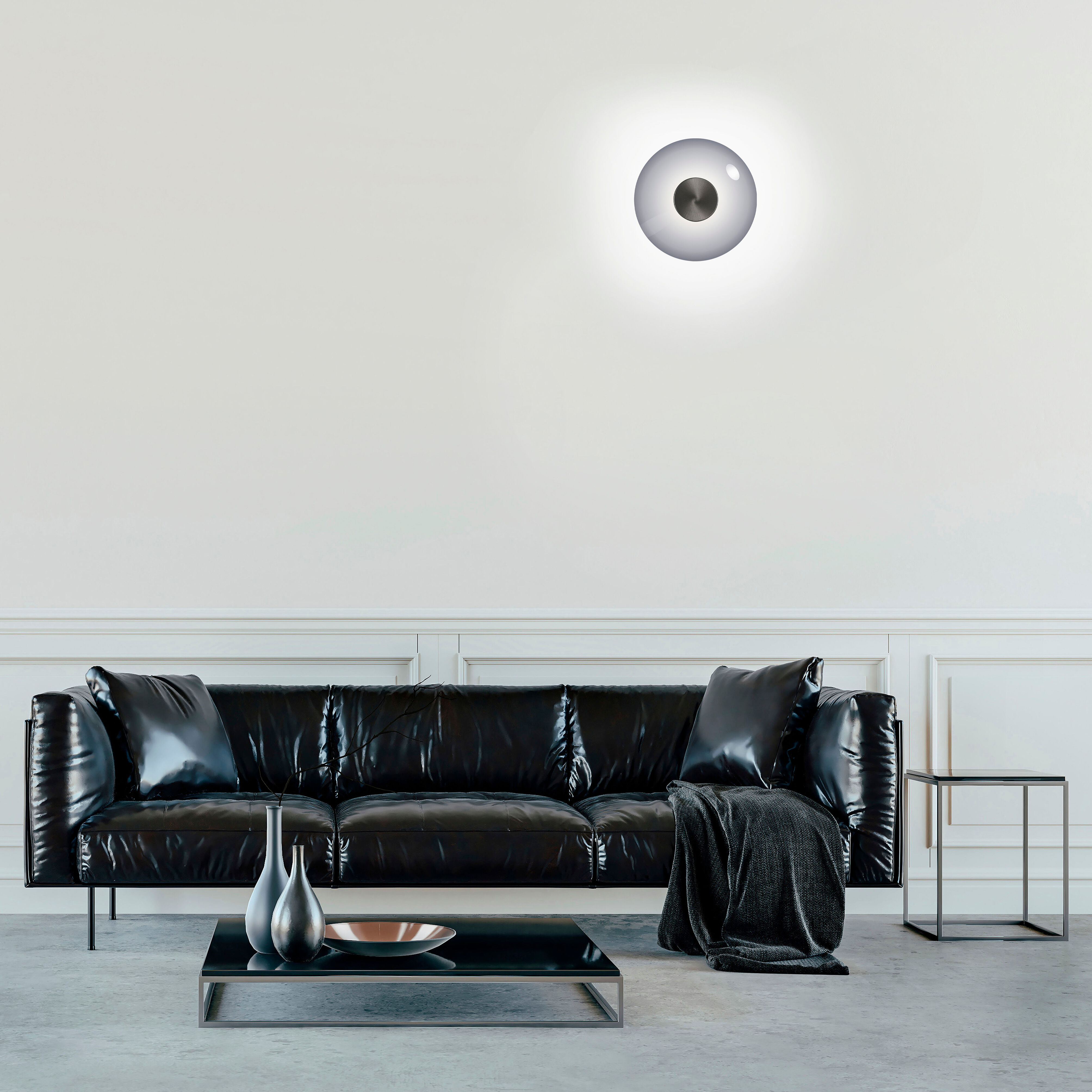 NEUHAUS PURE LED Deckenleuchte "PURE Vitrum", grau (platinfarben), 1, Ø 22cm H: 8,2cm, 1 Stk., Leuchten, Dimmfähig über separaten Dimmer, zeitloses Design, LED Deckenleuchte