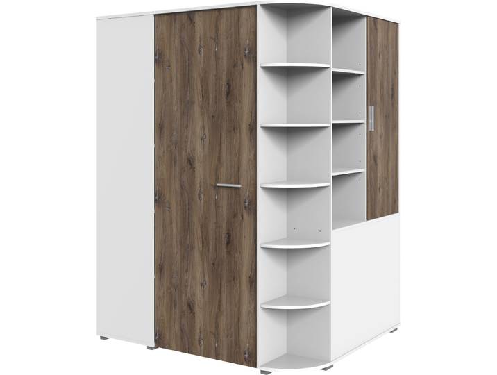 Eckkleiderschrank WIMEX Joker , weiss (weiß, flagstaff), B:124cm H:198cm T:148cm, Schränke, Eckkleiderschrank, begehbarer Kleiderschrank, Garderobe, Ecklösung