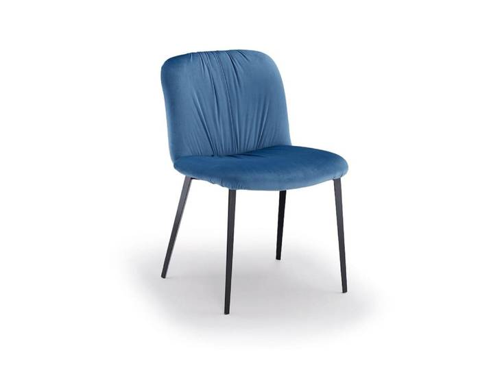 JVmoebel Esszimmerstuhl Designer Stoffstuhl in Blau mit robustem Metallgestell, Made in Europa