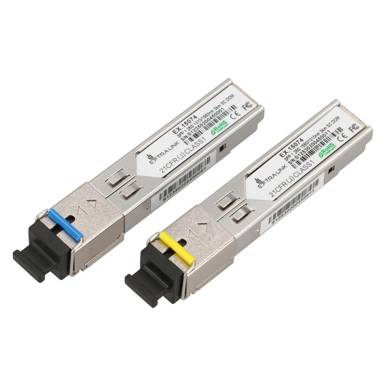 Extralink SFP | SFP WDM Module |, 1310/1550nm, single mode,, SC, DOM, pair, dedicated for HP/Aruba (EX.15074)