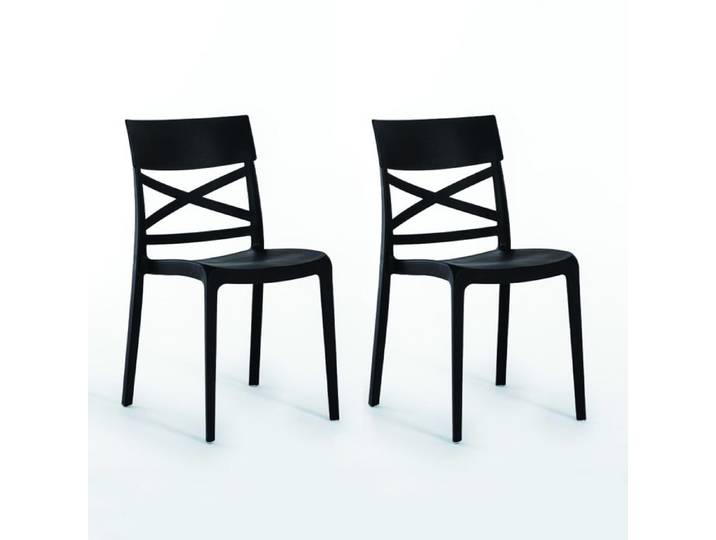 Chaises empilables - Martina - Polypropylène renforcé - Usage intérieur et extérieur - Lot de 2 - Anthracite