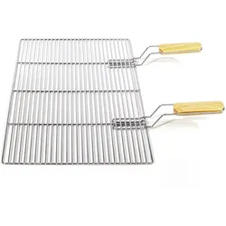 Wiltec, Grillrost, BBQ Grillrost Eckig 67x40cm Edelstahl Grillgitter Handgriffe Gasgrill Kugelgrill