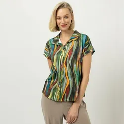KIM & CO. Jerseybluse Brazil Knit Jersey Knopfleiste figurumspielend