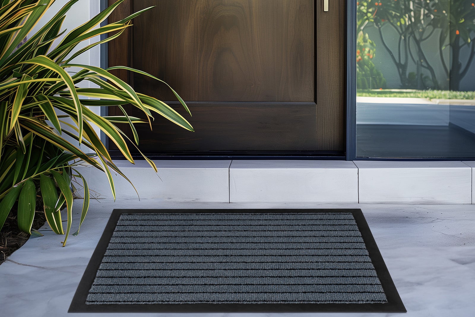 home24 Deurmat Fine Line 225 grijs, B: 80 cm, D: 120 cm
