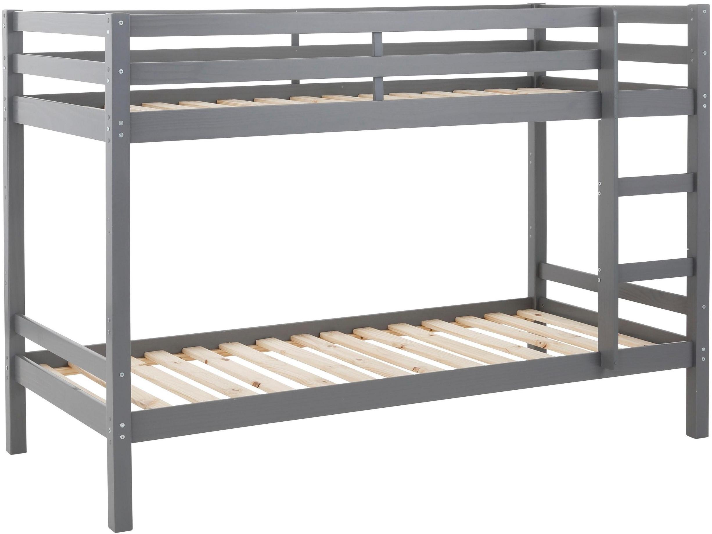 Etagenbett >Athen< inkl. Lattenrost, Kiefer grau - 208x143x103cm (BxHxT)