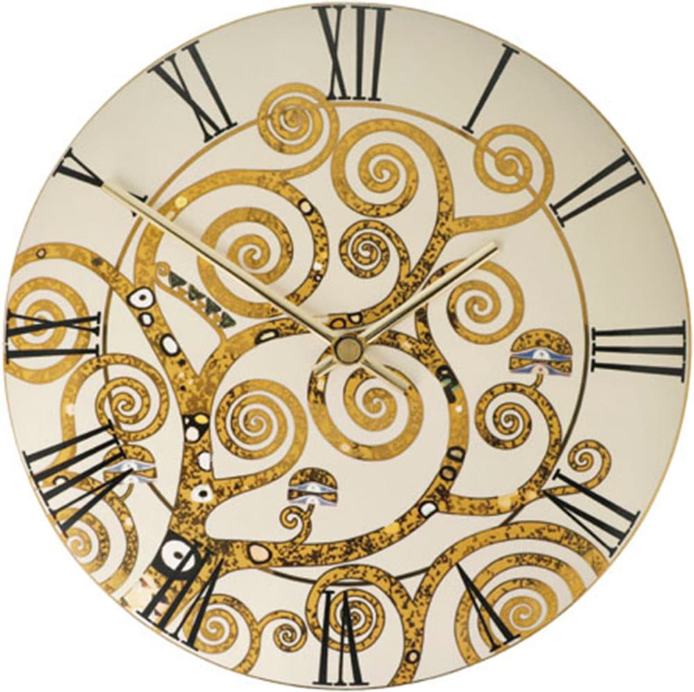 Wanduhr GOEBEL "Gustav Klimt - Der Lebensbaum", gold (bunt), B:31cm H:31cm T:1cm, Wanduhren, Wanduhr, Mit aufwändiger Echtgoldauflage bunt B/H/T: 31cm x 31cm x 1cm