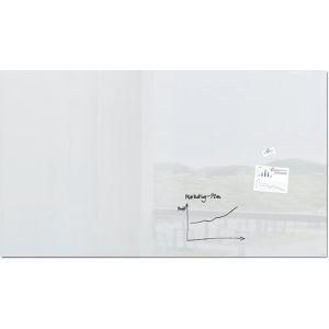 Sigel Glas-Magnettafel GL235 Artverum, inkl. 2 Magnete, glänzend, super-weiß, mit Metallrückwand, 240 x 120 cm