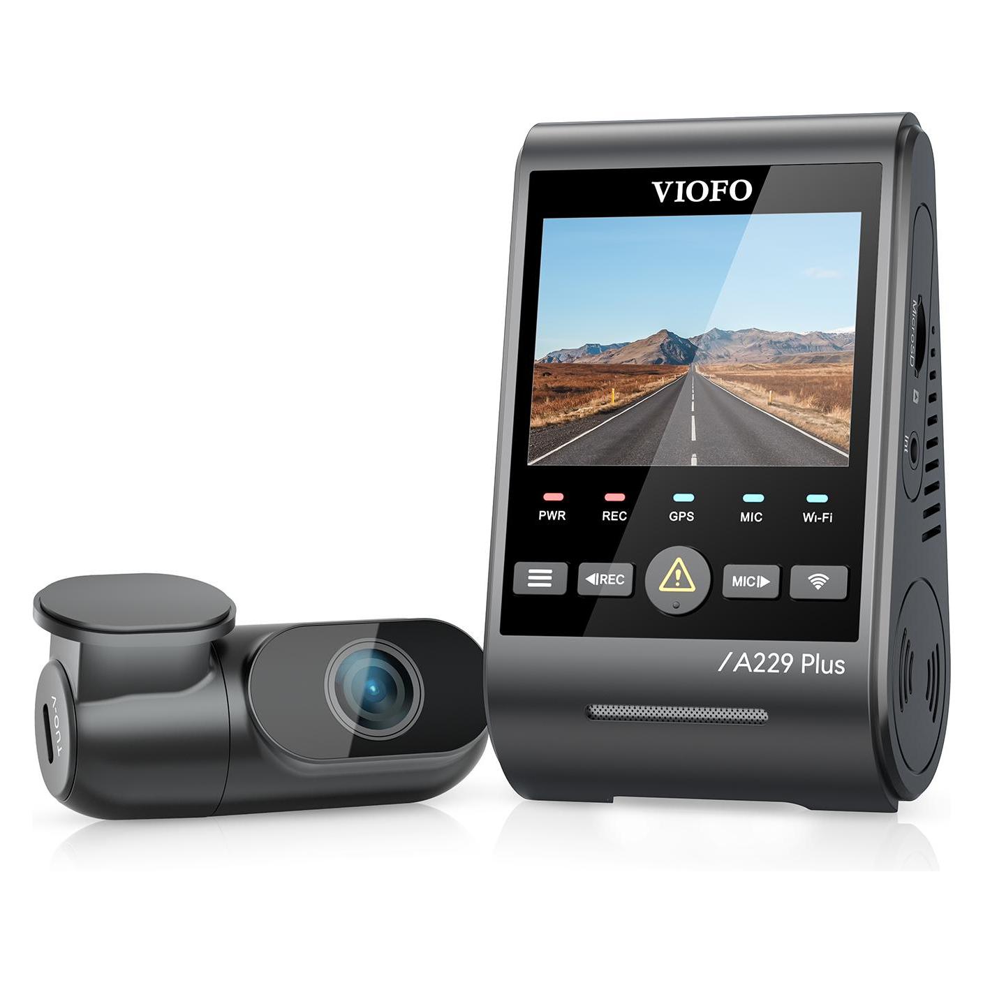 Viofo A229 Plus 2CH (Eingebautes Display, Eingebautes Mikrofon, GPS-Empfänger, Sprachsteuerung, 2K) (A229 PLUS 2CH-G)