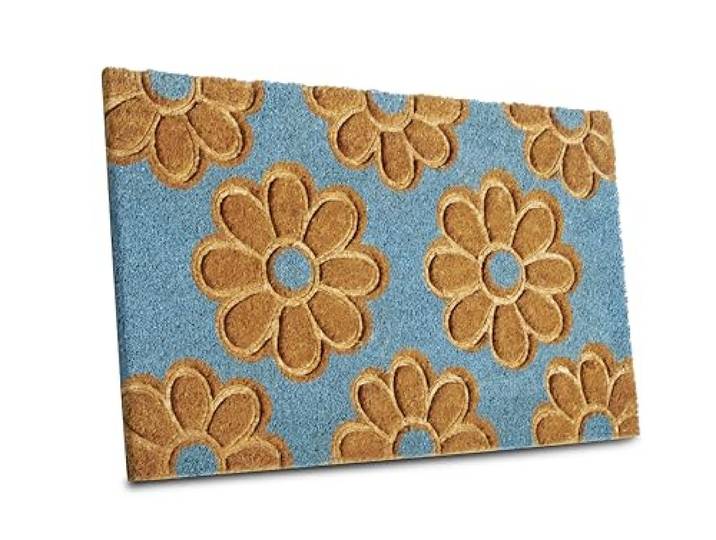 Hanse Home Kokosmat voor binnen, vuilvangmat, naturel, kokosmat, bloemenpatroon, antislip deurmat voor hal, terras, entree, 45 x 75 cm