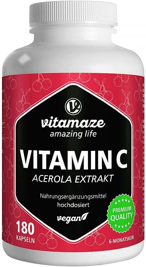 Vitamin C1 60 mg Acerola Extrakt pur vegan Kapseln 180stk