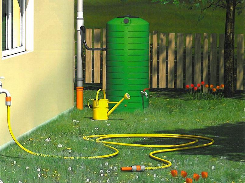 WISY Garten-Regenwasser Set aus Gartenregensammler Tonnenansch luss Zapfhahn und Regentonne 09183555