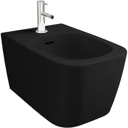 New Metropole Square Wand-Bidet mit verdeckter Befestigung Schwarz Matt mit Oberflächenveredelung Clean