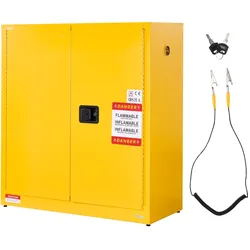 VEVOR Feuerlöschschrank feuerlöschfähiger brennbarer Lagerschrank (110 L) mit verstellbarem Regal, Feuerlöschschränke aus kaltgewalztem & verzinktem Stahl, Gelb Schutzschrank Gefahrstoffschrank