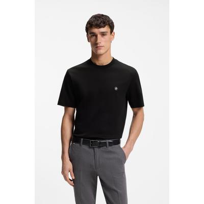 T-Shirt BOSS "C-Taut", Herren, Gr. L, schwarz (schwarz001), Single Jersey, Obermaterial: 100% Baumwolle, unifarben, regular fit normal, Rundhals, abgesteppte Kante, Shirts T-Shirt, Regular Fit, reine Baumwolle, BOSS-Logo