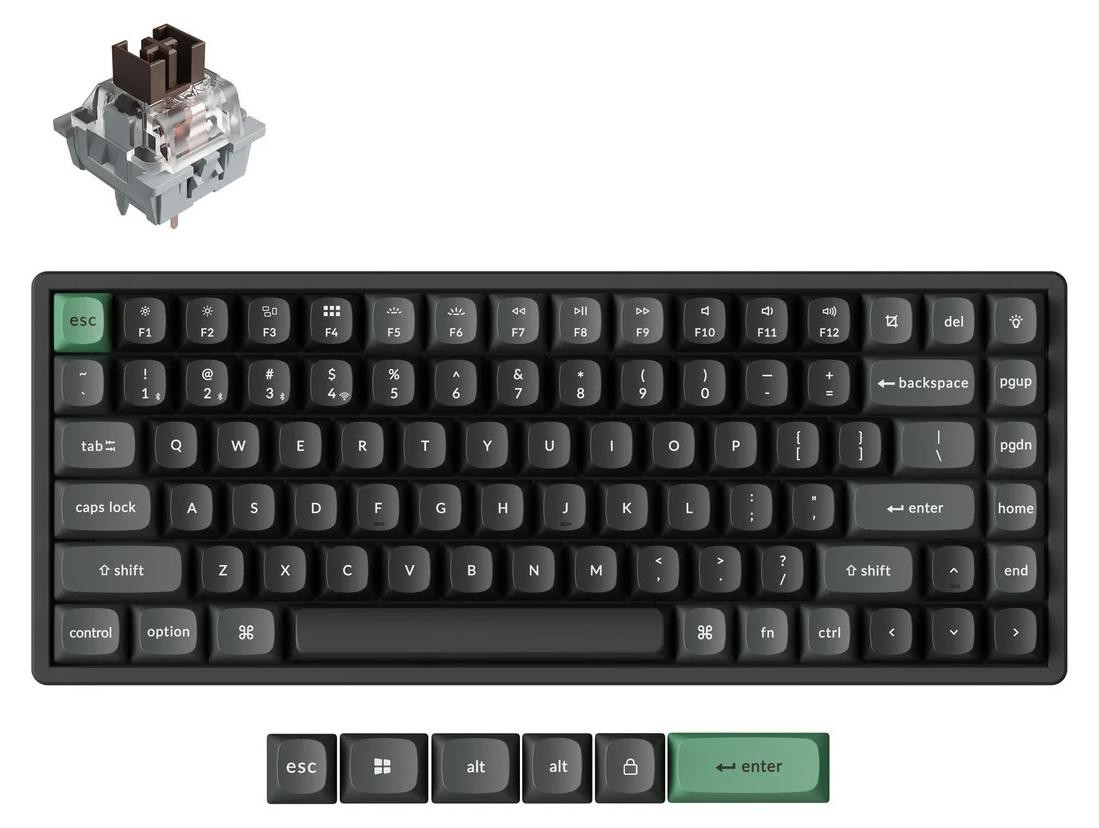Keychron K2 Ultra 8K Draadloos Mechanisch Toetsenbord, 75%, RGB, Hot-Swap, Mac en Windows compatibel, QWERTY US, Apex Brown