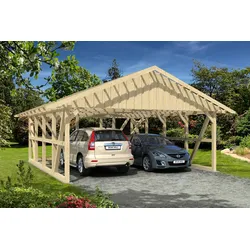 Skan Holz Schwarzwald Doppel 684x772cm Dachlatt.unbehandelt inkl.Abstellraum Holzcarport