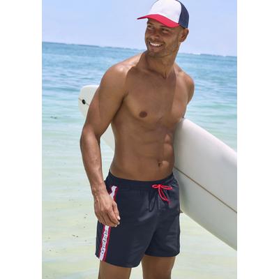 Badeshorts BUFFALO, Herren, Gr. M (50), N-Gr, blau (marine, rot), Microfaser, Recycling-Polyester, kontrastfarbene Details, Badehosen Badeshorts, mit kontrastfarbenen Details
