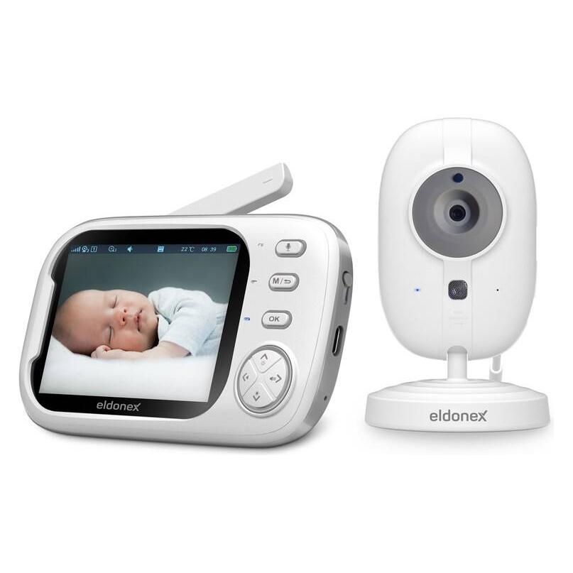 Eldonex EBM-1010-WH weiss / Video-Babyphone / Reichweite 300 m / Display 3,5" (Babyphone mit Kamera, 300 m) (EBM-1010-WH)