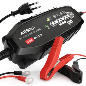 Absina Autobatterie-Ladegerät A3800, 6 V / 12 V, 3,8 A, mit Batterietester & Erhaltungsladung