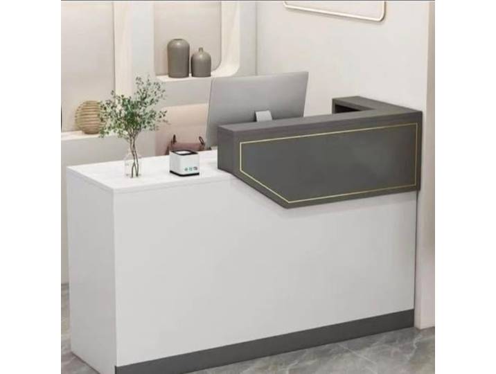 LVYWEX Empfangstresen für Empfangsbereiche Büros Rezeptionen Hotels Rezeptionstheken mit Abschließbarer Schublade und Schrank Tresen, Tastaturablage,(Black+White/Left,55in)