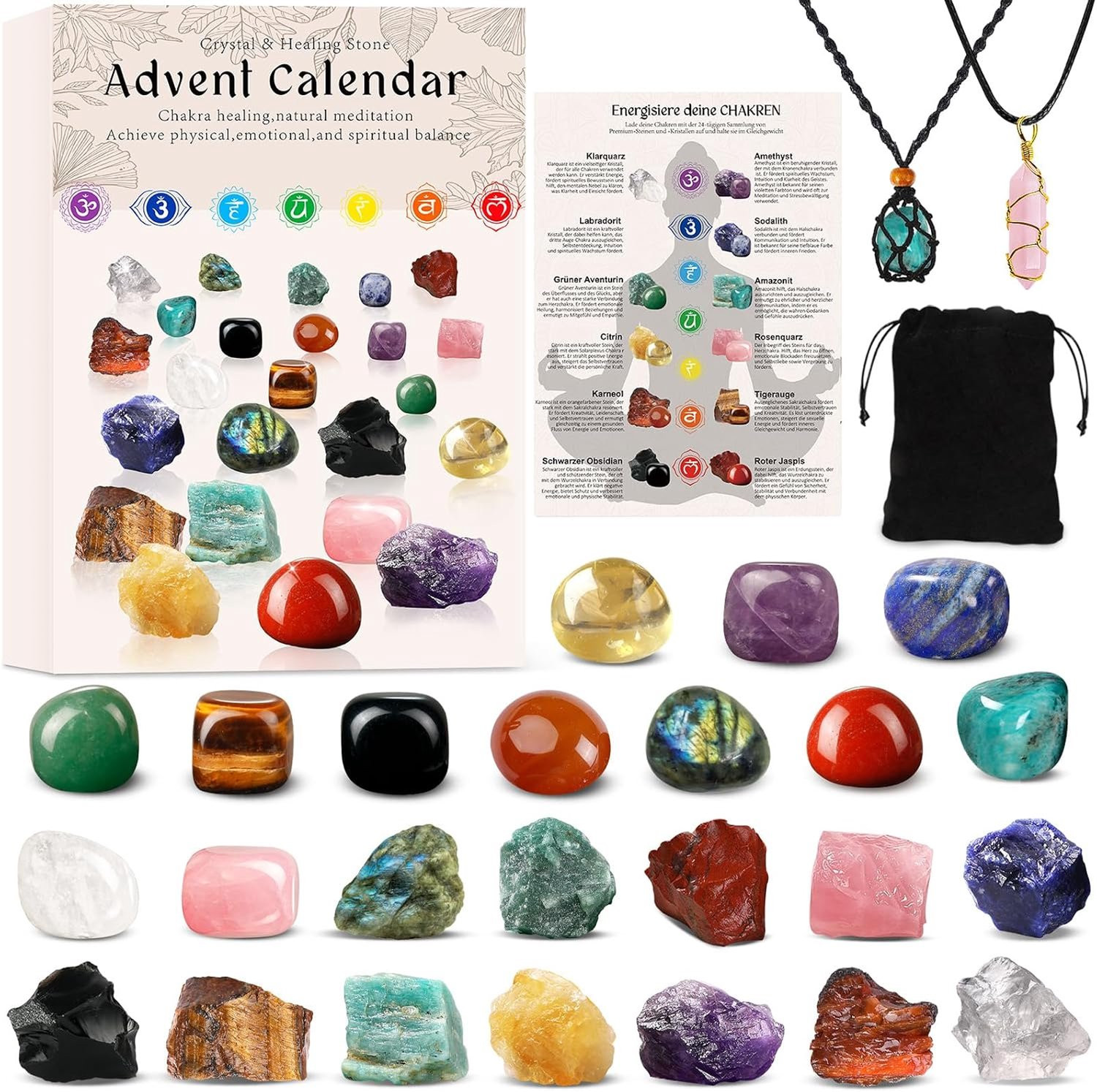 TENGYIF Adventskalender 2026 met 24 Edelstenen en Mineralen voor Geologie Liefhebbers