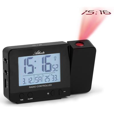 Funkwecker ATLANTA "1884", schwarz, Wecker, Funkwecker, mit digitaler Anzeige, Projektion