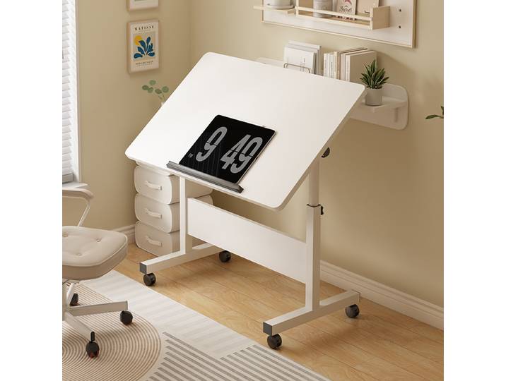 Table de chevet pliante Portable pour ordinateur Portable, hauteur réglable, roues roulantes, bureau d'ordinateur, bureau, dessin, chambre à coucher, multifonctionnelle