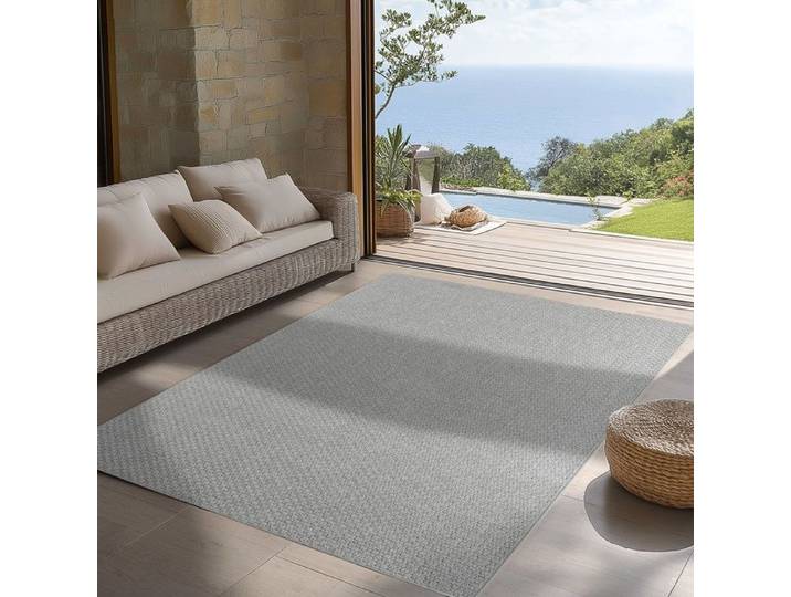 SIMPEX Tapis dExtérieur Gris 120x170 cm Idéal pour la Cuisine le Balcon le Salon Design Uni Style Bohème.