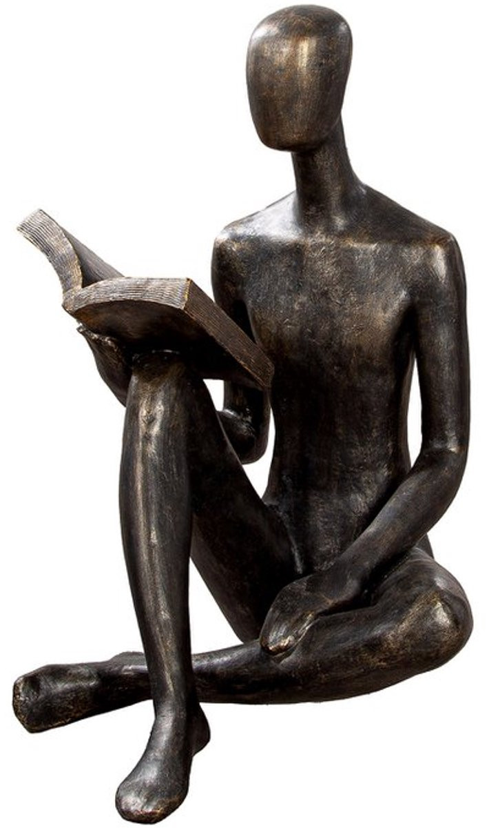 Gilde handwerk Decoratie beeld sculptuur persoon die boek leest bronskleurig Kunsthars H 80 cm B 59 cm