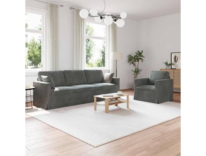 KGHERMDF Modulares Sofa Set 2 STK Dunkelgrau Samt mit Metallrahmen Samtbezug, Schaumstoffkissen, schwarzer Metallrahmen, modulare Anpassung, pflegeleichte Oberfläche, für Wohn- und