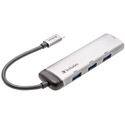 Verbatim 49147 USB-Hub 3.1-C Multiport 4x USB Typ-A Kabel 15cm silber