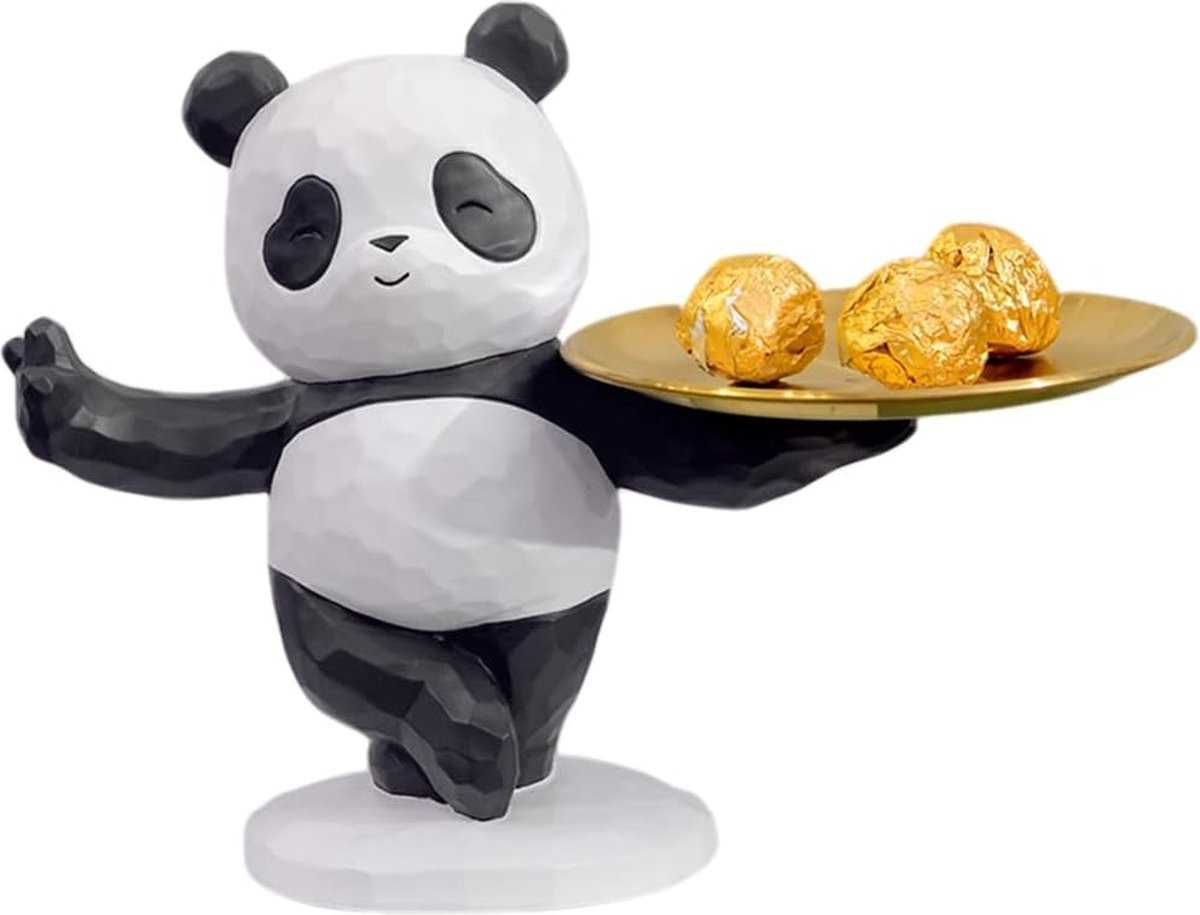 Decoratief dienblad met panda-figuren voor cosmetica, sieraden of kaarsen