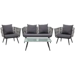 LOUNGE-SET 4-sitzer Rattan Grau Ragusa