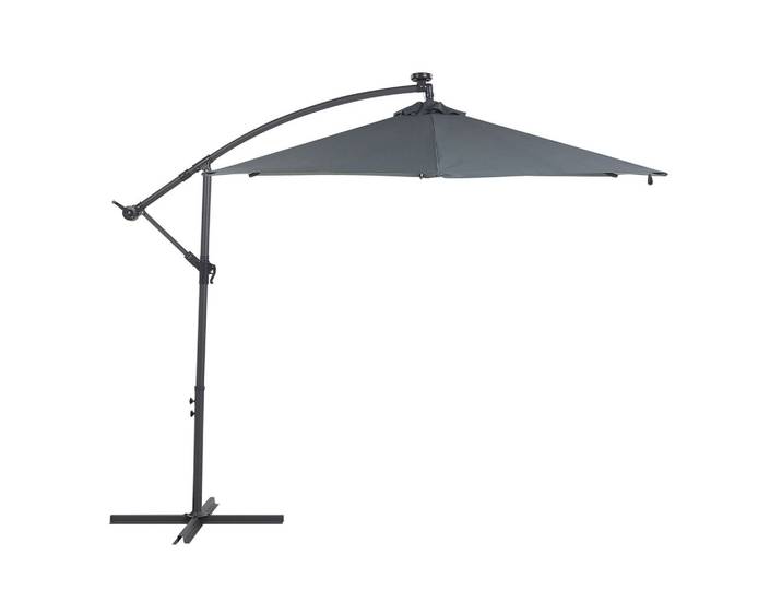 SONNENSCHIRM LED Solar Beleuchtung graphitgrau 285 cm Corval