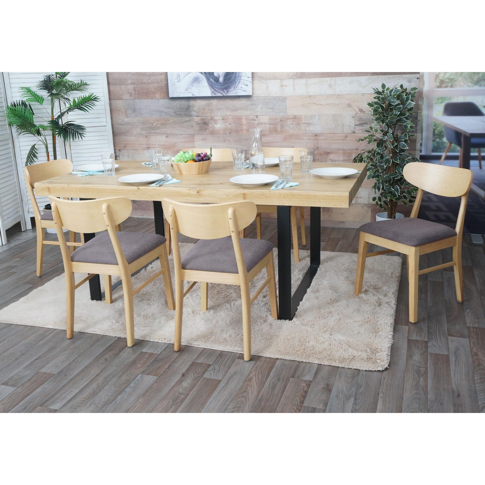 6er-Set Esszimmerstuhl MCW-M59, Küchenstuhl Stuhl, Stoff/Textil Massiv-Holz ~ helles Gestell, taupe