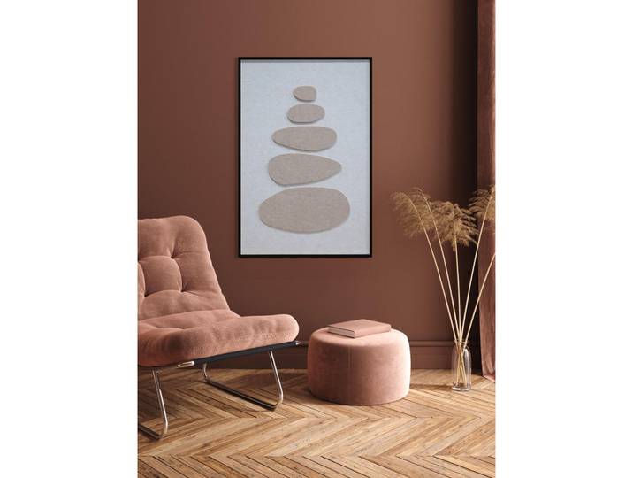 Wandkraft Bild Stacked Ovals, Beige, Kunststoff, Steine, 80x120x10 cm, 3D-Effekt, einfache und schnelle Anbringung, matt, Bilder & Rahmen, Bilder, Sonstige Wandbilder