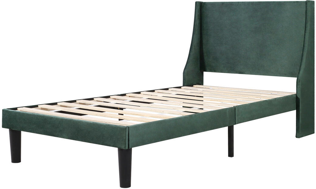 Etta Avenue Mei Upholstered Single (3') Linen Bed Green 3ft