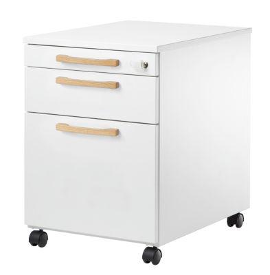 Schäfer Shop Select Rollcontainer Start Off Wood, Schub, Hängeregister & Utensilienauszug, B 432 x T 580 x H 595 mm, weiß